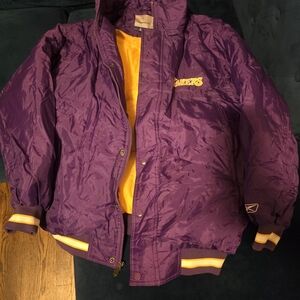 Reebok Purple and Yellow Lakers Puffer Jacket